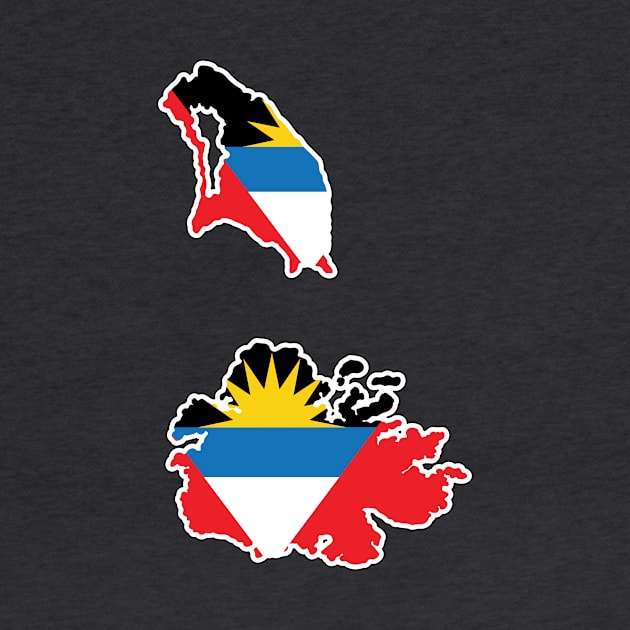 Antigua and Barbuda National Flag in Map by IslandConcepts